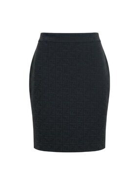 Fendi Ih 11 New in Zucca Pattern Tight Skirt Black 40